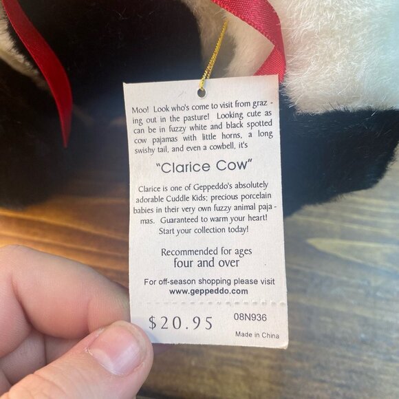 Geppeddo Cuddle Kids Clarice Cow Baby Doll Porcelain Face Plush with Box - Picture 6 of 9